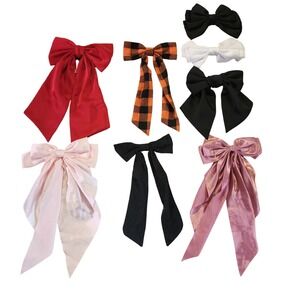 Hair Bow Pin Lot Statement Bows Red Plaid Pink Black‎ White Formal Events